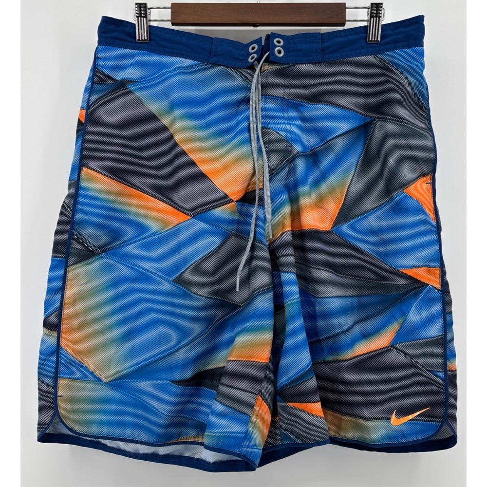 Nike Swim Board Shorts Mens Multicolor‎ Geometric Drawstring Surfing Beach L
